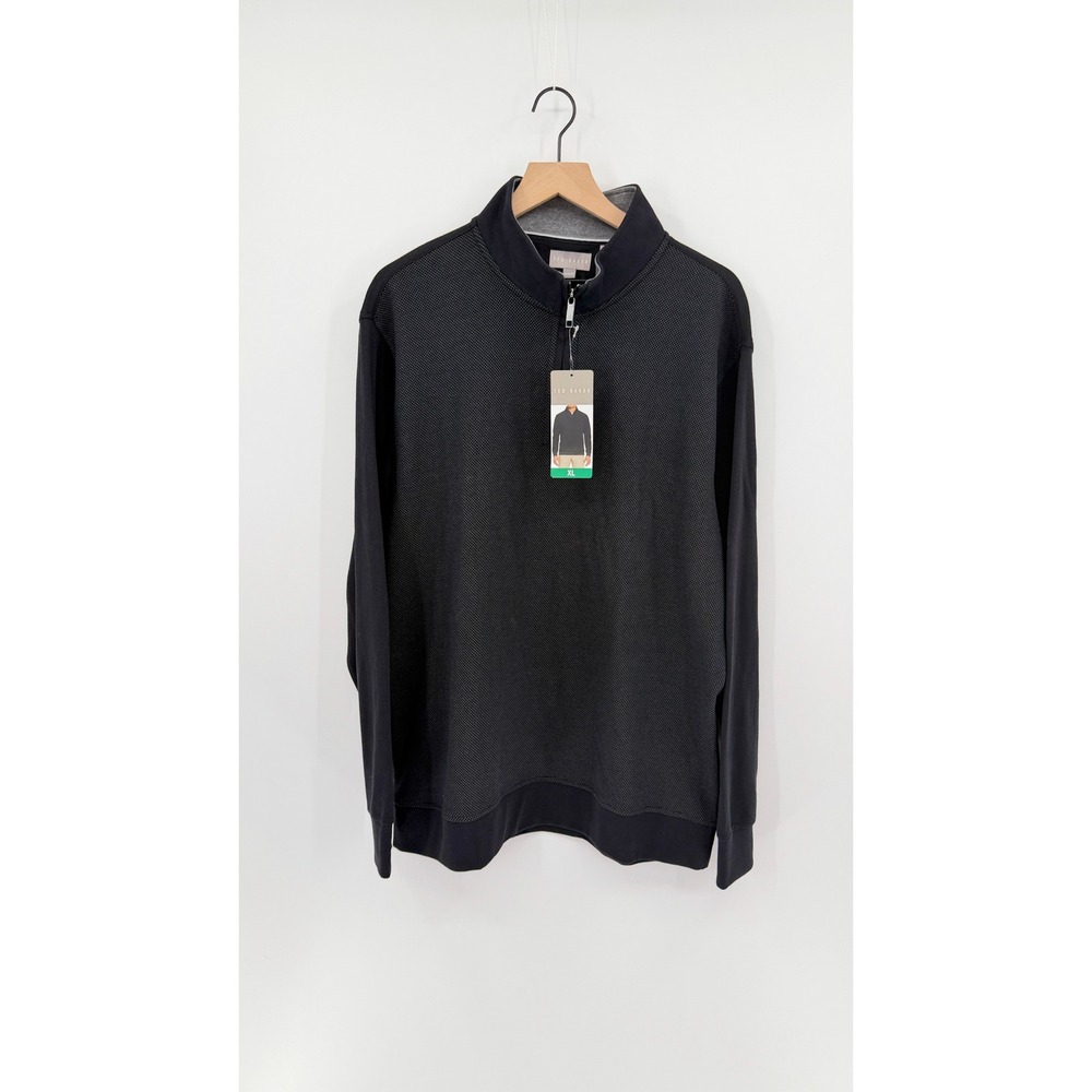 NWT Ted Baker Quarter Zip Pullover Mens XL Textured Mock Neck Old Money Luxury
